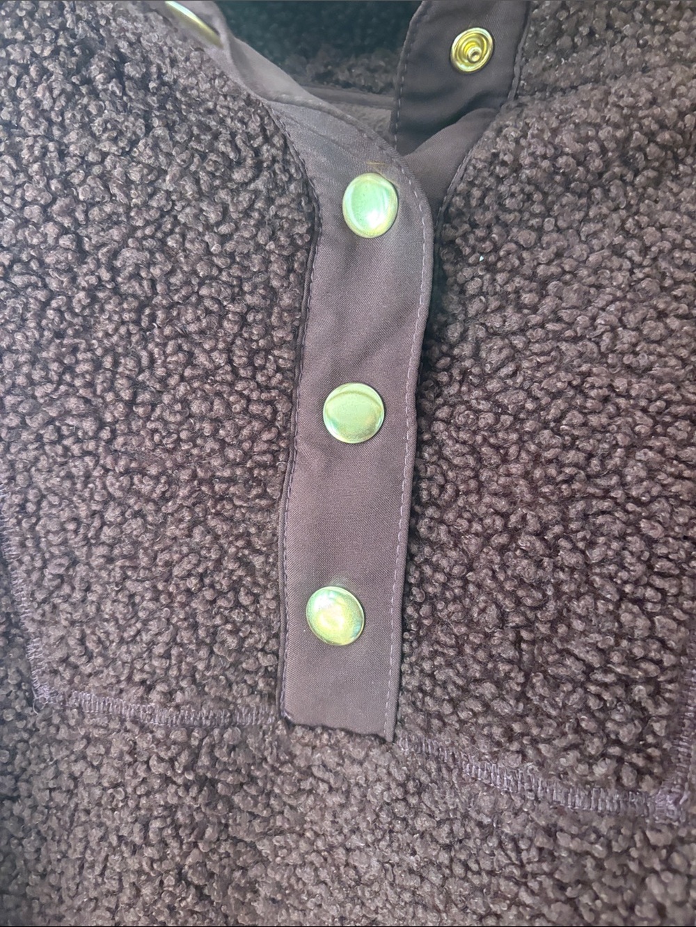 NWT Sonoma Faux Shearling Teddy Fleece Snap Pullover Jacket Brown XL